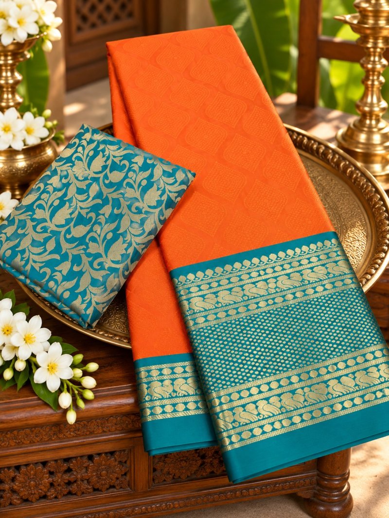 Mandana By Aab Mercerised Copper Silk Saree 
